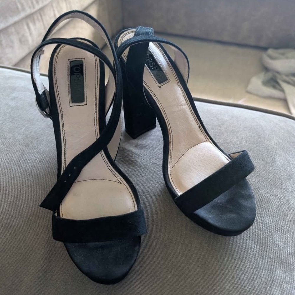 Topshop Black Strappy Heels